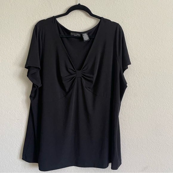 Apostrophe Woman Elegant Black Top size 24-26W formal elegance thin flowy v neck - Picture 3 of 6